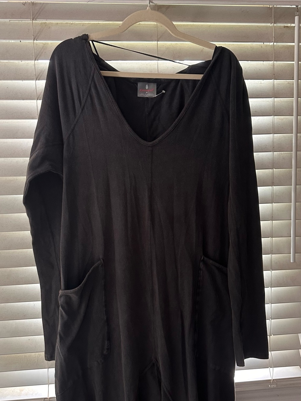 FP Movement by Free People Black V-Neck Long-Sleeve Pocket Jumpsuit